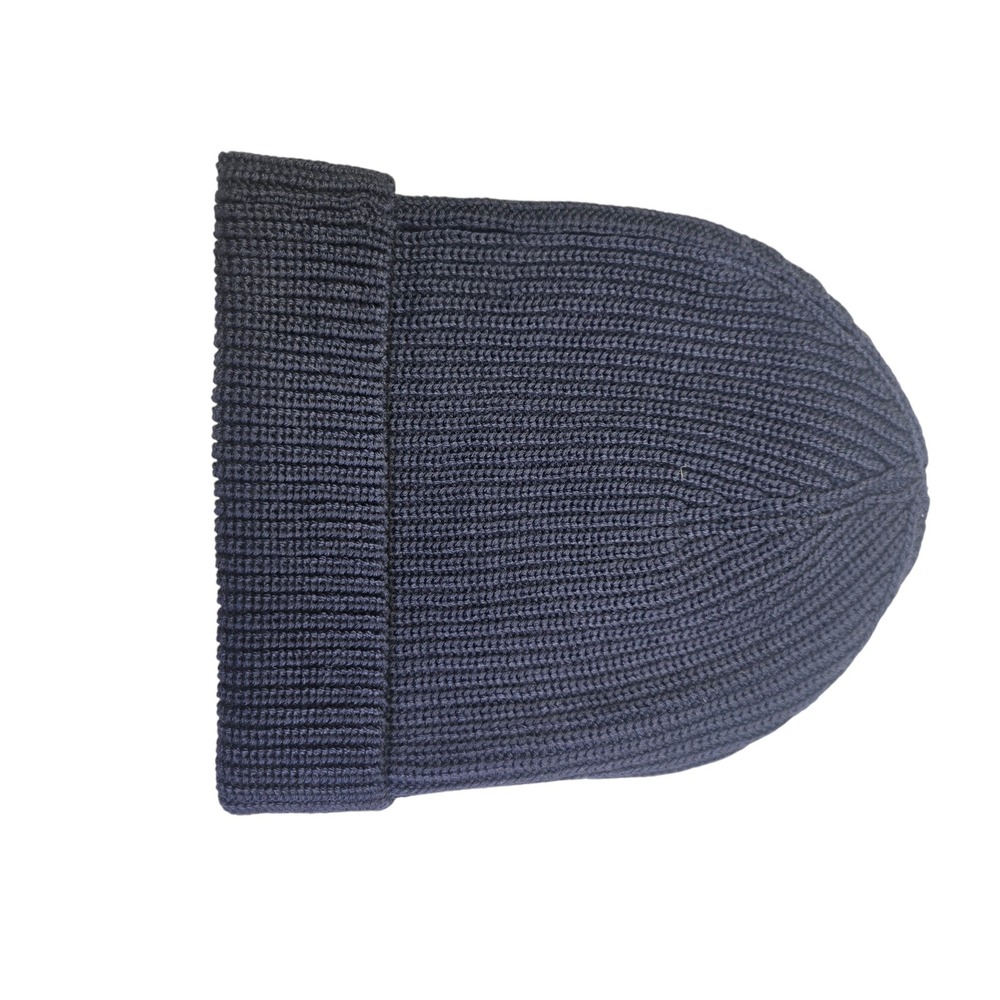 Brooks Brothers United Navy Blue Merino Wool Blend Ribbed Knit Cuffed Beanie Hat